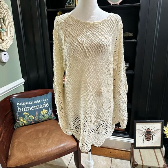 Hillary Paige vintage crochet floral tunic top dress size Small - Picture 1 of 11
